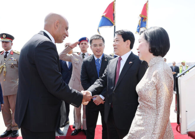 President Luong Cuong arrives in Cairo, beginning state visit to Egypt